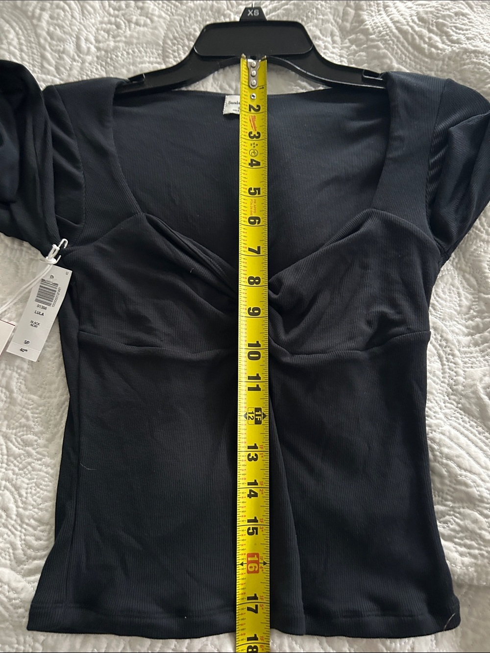Aritzia Sunday Best Lula Black Ribbed Twist-Front Long Sleeve Top - Picture 9 of 9
